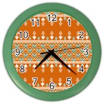 Winter Wonderland Seamless Pattern: Christmas Trees & Snowflakes on Dark Background Color Wall Clock