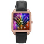 Abstract Colors - , Abstract Colors Rose Gold Leather Watch 