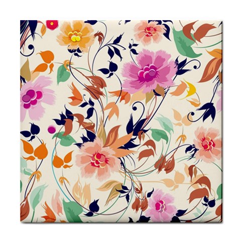 Abstract Floral Background Tile Coaster from ArtsNow.com Front