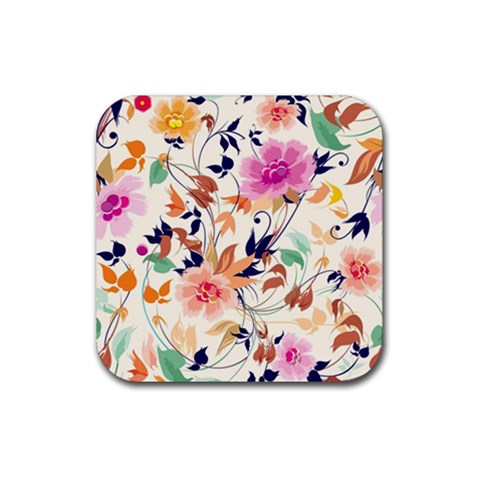 Abstract Floral Background Rubber Coaster (Square) from ArtsNow.com Front