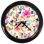 Abstract Floral Background Wall Clock (Black)