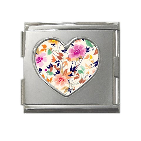 Abstract Floral Background Mega Link Heart Italian Charm (18mm) from ArtsNow.com Front