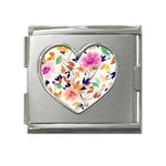 Abstract Floral Background Mega Link Heart Italian Charm (18mm)