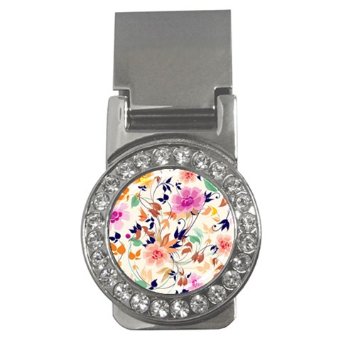 Abstract Floral Background Money Clips (CZ)  from ArtsNow.com Front