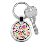 Abstract Floral Background Key Chain (Round)