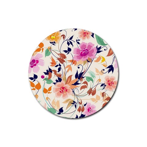 Abstract Floral Background Rubber Round Coaster (4 pack) from ArtsNow.com Front