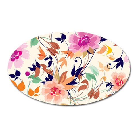 Abstract Floral Background Oval Magnet from ArtsNow.com Front