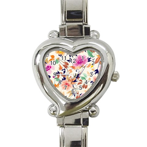 Abstract Floral Background Heart Italian Charm Watch from ArtsNow.com Front