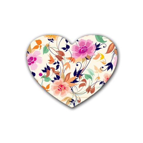 Abstract Floral Background Rubber Heart Coaster (4 pack) from ArtsNow.com Front