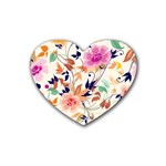 Abstract Floral Background Rubber Heart Coaster (4 pack)