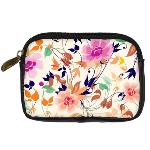 Abstract Floral Background Digital Camera Leather Case from ArtsNow.com Front