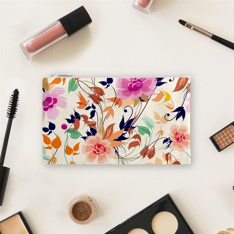 Abstract Floral Background Cosmetic Bag (Small) from ArtsNow.com Front