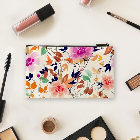 Abstract Floral Background Cosmetic Bag (Small) from ArtsNow.com Back