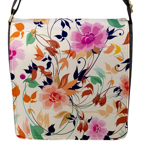 Abstract Floral Background Flap Closure Messenger Bag (S) from ArtsNow.com Front