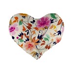 Abstract Floral Background Standard 16  Premium Flano Heart Shape Cushions