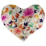 Abstract Floral Background Large 19  Premium Flano Heart Shape Cushions