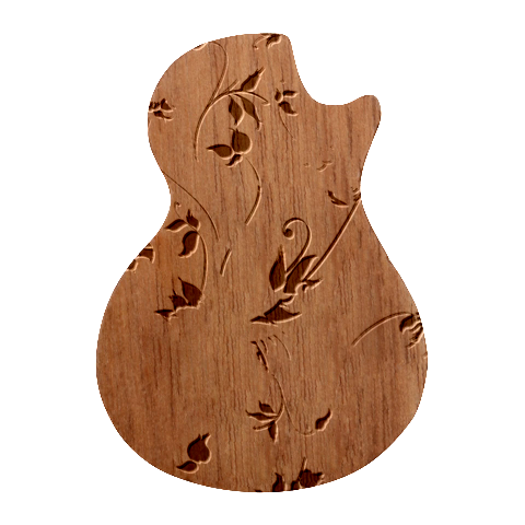 Abstract Floral Background Guitar Shape Wood Guitar Pick Holder Case And Picks Set from ArtsNow.com Front