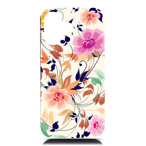 Abstract Floral Background iPhone 16 Black UV Print PC Hardshell Case from ArtsNow.com Front