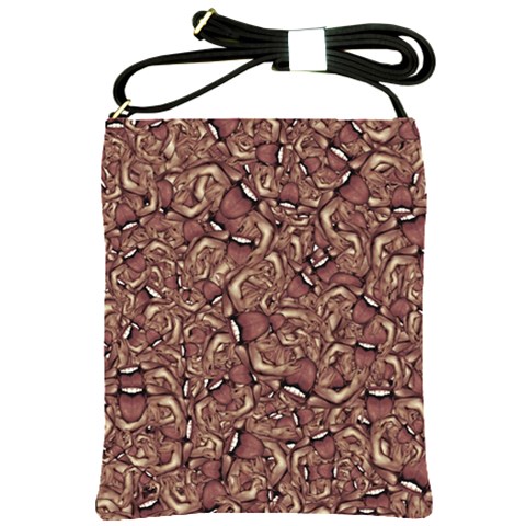 Human Spider Mutant Creatures Motif Random Pattern Shoulder Sling Bag from ArtsNow.com Front