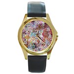 Abstract waves Round Gold Metal Watch