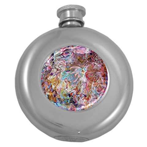 Abstract waves Round Hip Flask (5 oz) from ArtsNow.com Front