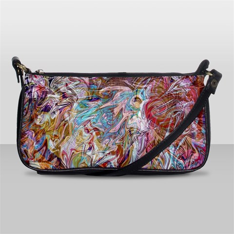 Abstract waves Leather Shoulder Clutch Bag from ArtsNow.com Front