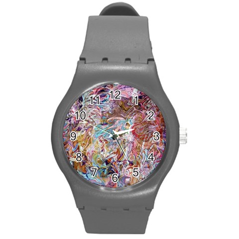 Abstract waves Round Plastic Sport Watch (M) from ArtsNow.com Front