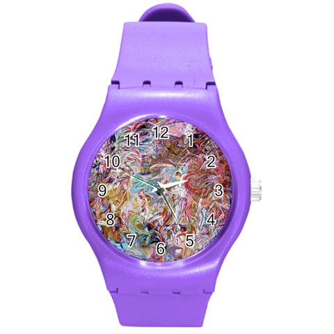 Abstract waves Round Plastic Sport Watch (M) from ArtsNow.com Front