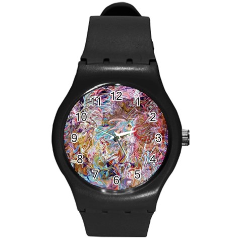 Abstract waves Round Plastic Sport Watch (M) from ArtsNow.com Front