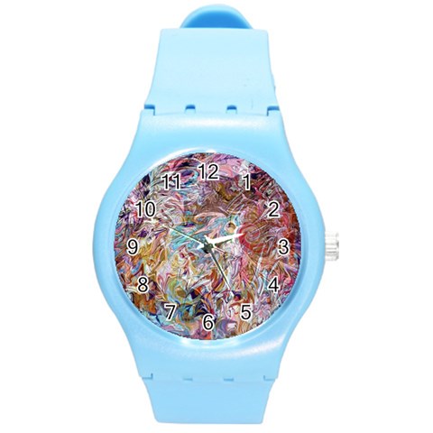 Abstract waves Round Plastic Sport Watch (M) from ArtsNow.com Front