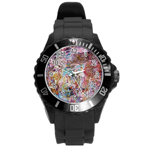 Abstract waves Round Plastic Sport Watch (L) from ArtsNow.com Front