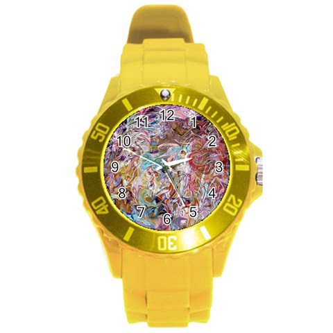 Abstract waves Round Plastic Sport Watch (L) from ArtsNow.com Front