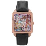 Abstract waves Rose Gold Leather Watch 