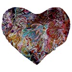 Abstract waves Large 19  Premium Flano Heart Shape Cushions