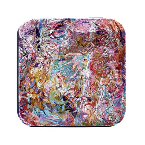 Abstract waves Square Metal Box (Black) from ArtsNow.com Front