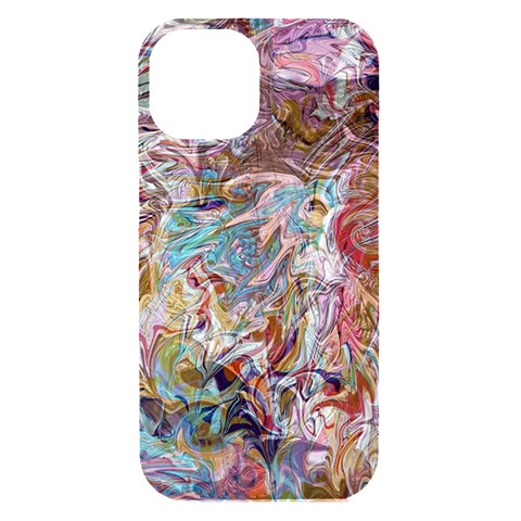 Abstract waves iPhone 15 Black UV Print PC Hardshell Case from ArtsNow.com Front