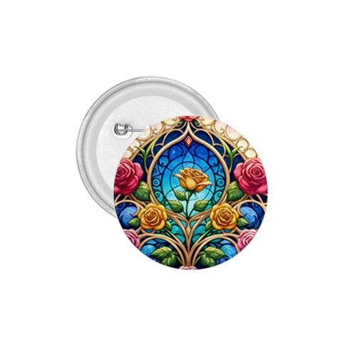 Roses Floral Stained Glass Vibrant 1.75  Buttons from ArtsNow.com Front