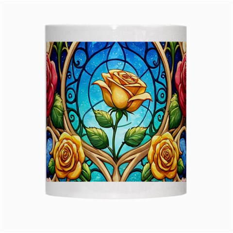 Roses Floral Stained Glass Vibrant White Mug from ArtsNow.com Center