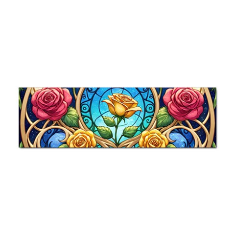 Roses Floral Stained Glass Vibrant Sticker (Bumper) from ArtsNow.com Front