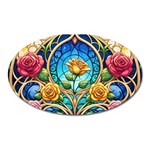 Roses Floral Stained Glass Vibrant Oval Magnet