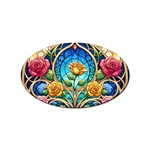 Roses Floral Stained Glass Vibrant Sticker Oval (10 pack)