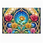 Roses Floral Stained Glass Vibrant Postcards 5  x 7  (Pkg of 10)