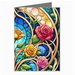 Roses Floral Stained Glass Vibrant Greeting Card