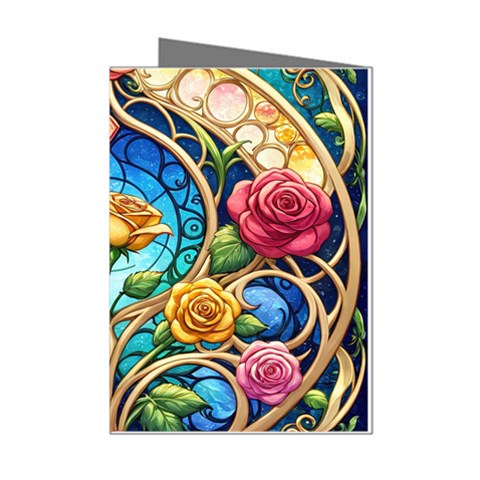 Roses Floral Stained Glass Vibrant Mini Greeting Cards (Pkg of 8) from ArtsNow.com Left