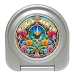 Roses Floral Stained Glass Vibrant Travel Alarm Clock