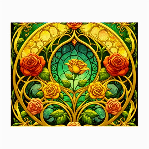 Roses Floral Stained Glass Vibrant Small Glasses Cloth from ArtsNow.com Front