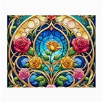 Roses Floral Stained Glass Vibrant Small Glasses Cloth