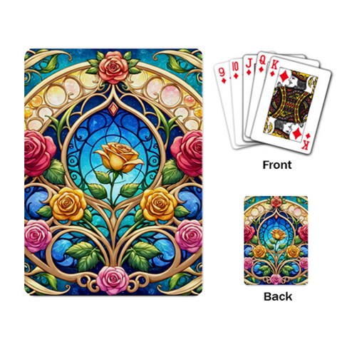 Roses Floral Stained Glass Vibrant Playing Cards Single Design (Rectangle) from ArtsNow.com Back