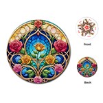 Roses Floral Stained Glass Vibrant Playing Cards Single Design (Round)