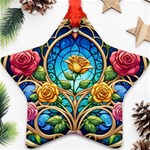 Roses Floral Stained Glass Vibrant Star Ornament (Two Sides)